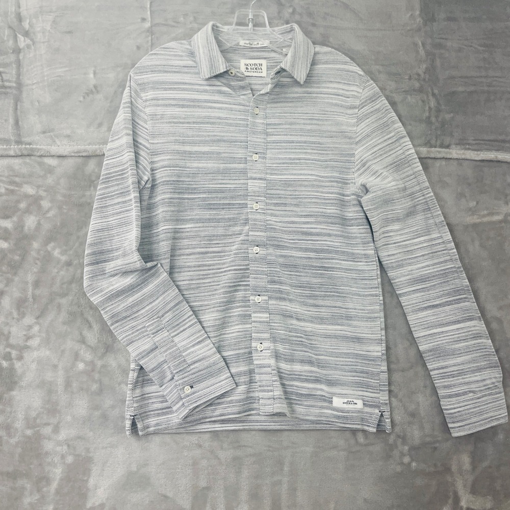 Scotch & Soda Shirt Mens S Long Sleeve Blue White Striped Button-Down Excellent